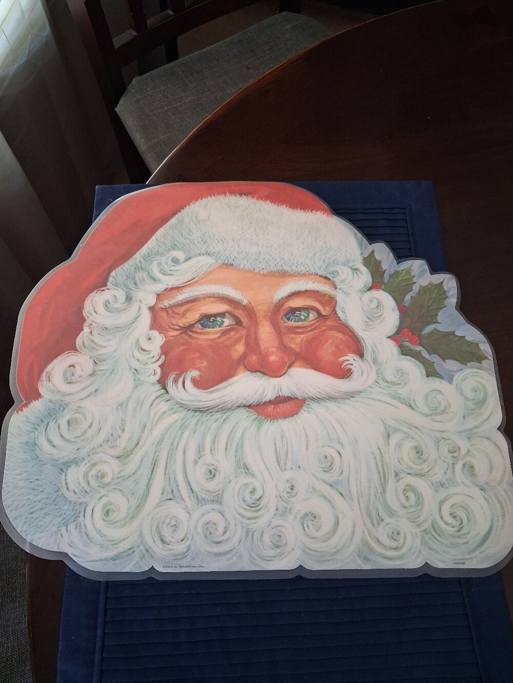 Vintage Santa/turkey Reversible Placemat Table Decor